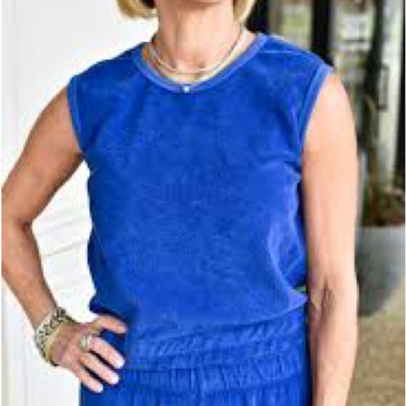 Monrow Vibrant Blue Terry tank top - Picture 1 of 4